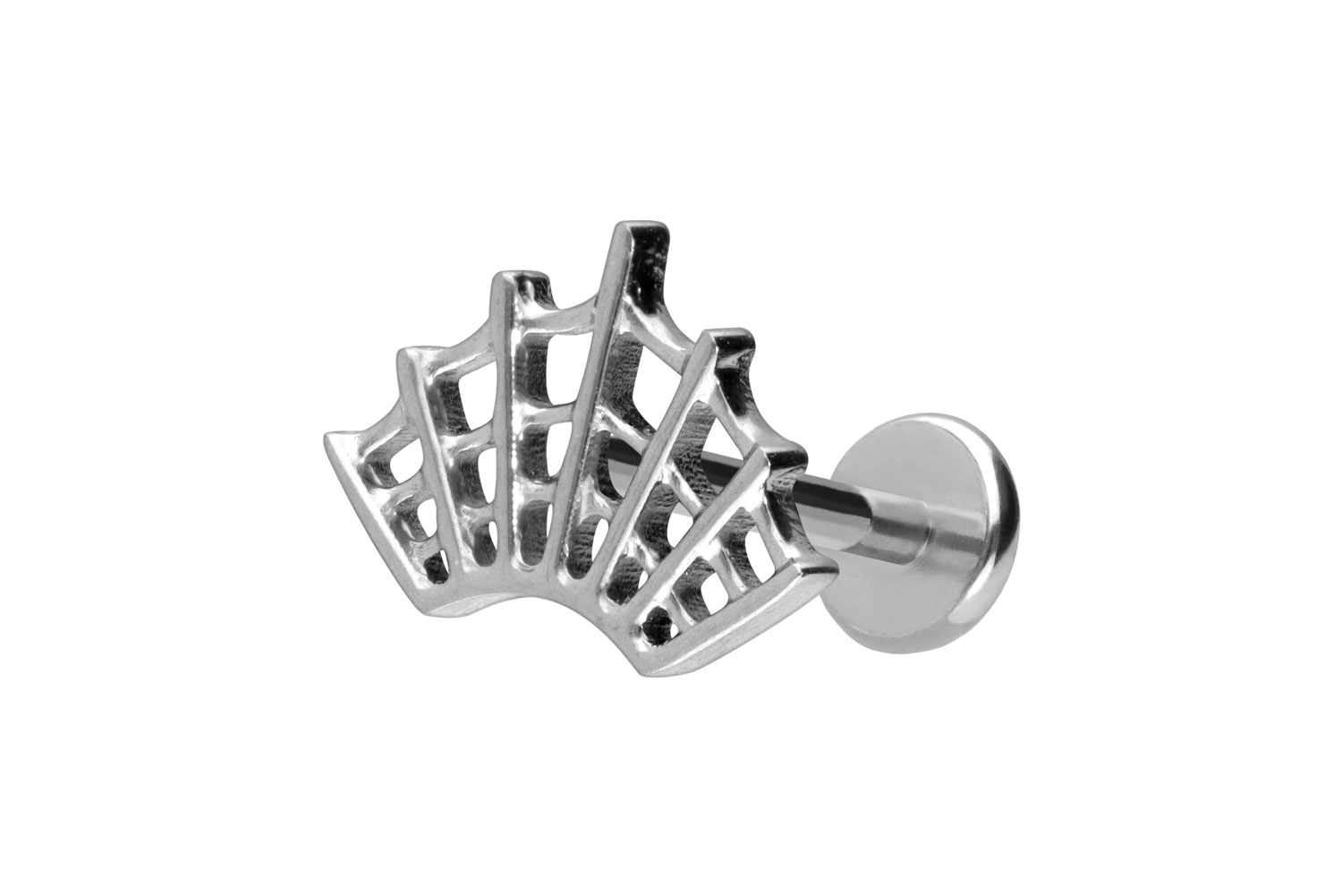 Titan Labret Piercing mit Push Fit SPINNENNETZ